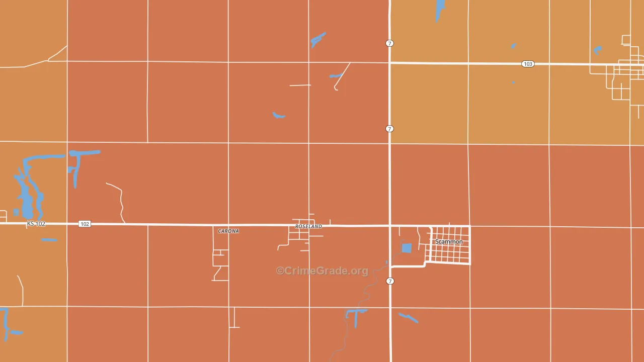 Roseland, KS Map of Murder Rates