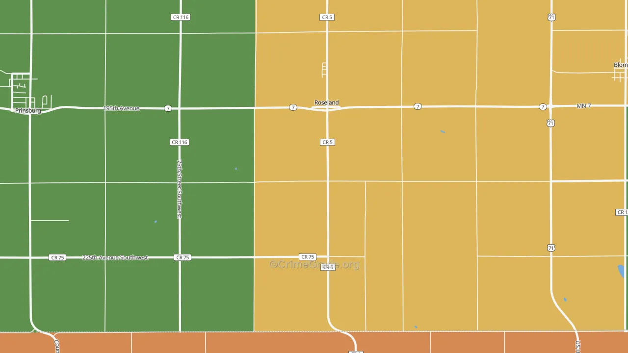Roseland, MN Map of Murder Rates
