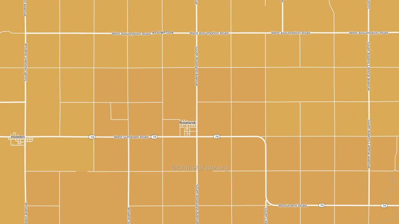Roseland, NE Map of Murder Rates