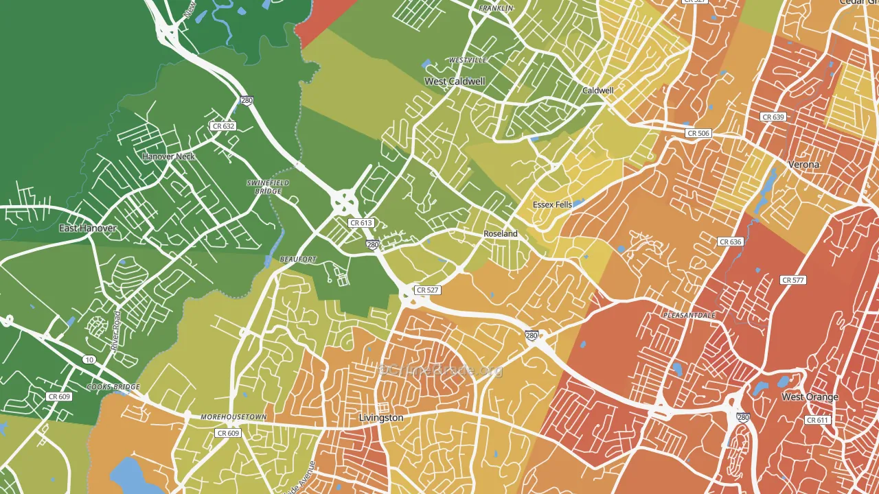 Roseland, NJ Map of Murder Rates