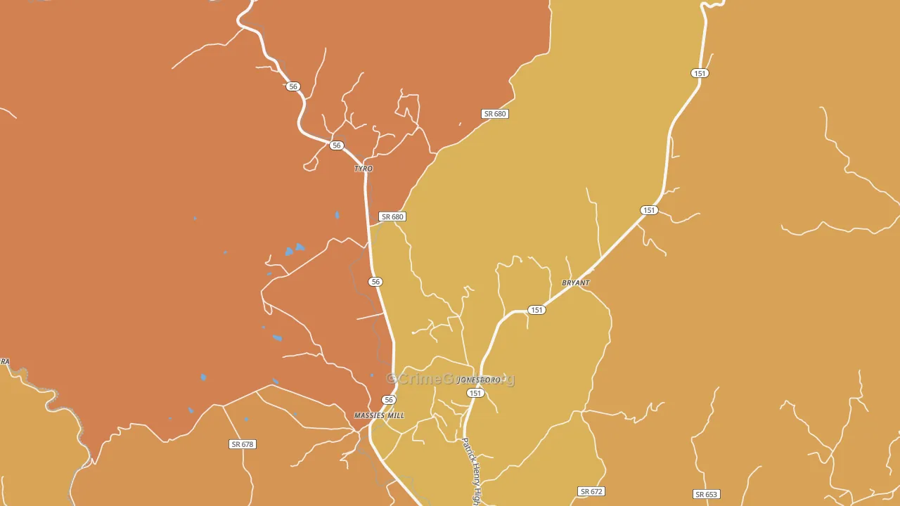 Roseland, VA Map of Murder Rates