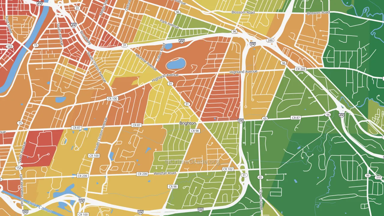 Roselawn, Brighton, NY Map of Murder Rates
