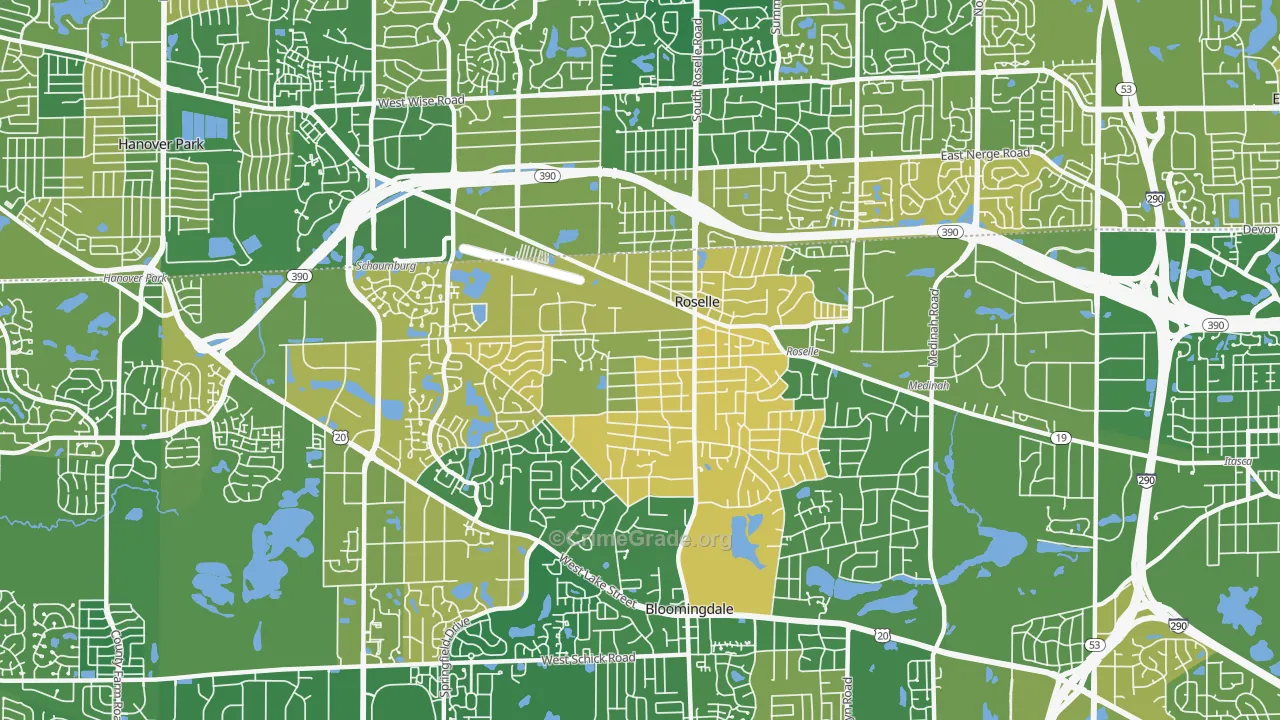 Roselle, IL Map of Murder Rates