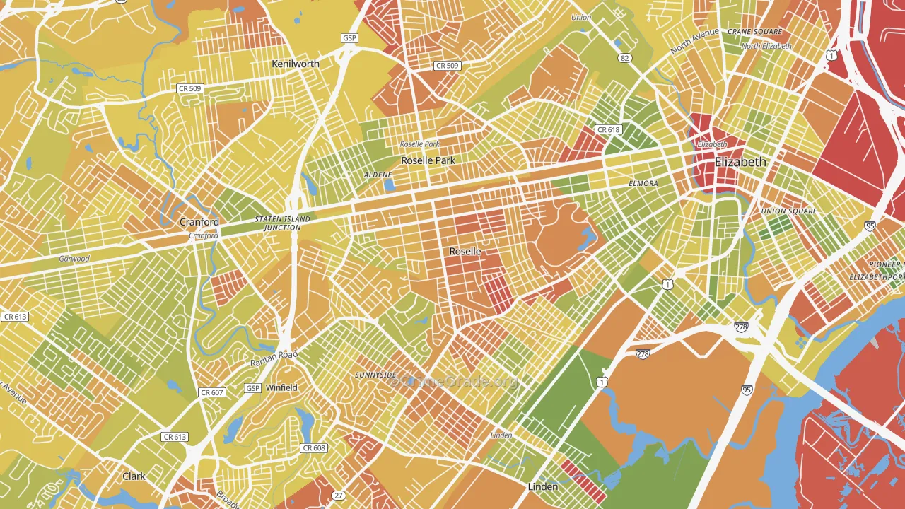 Roselle, NJ Map of Murder Rates