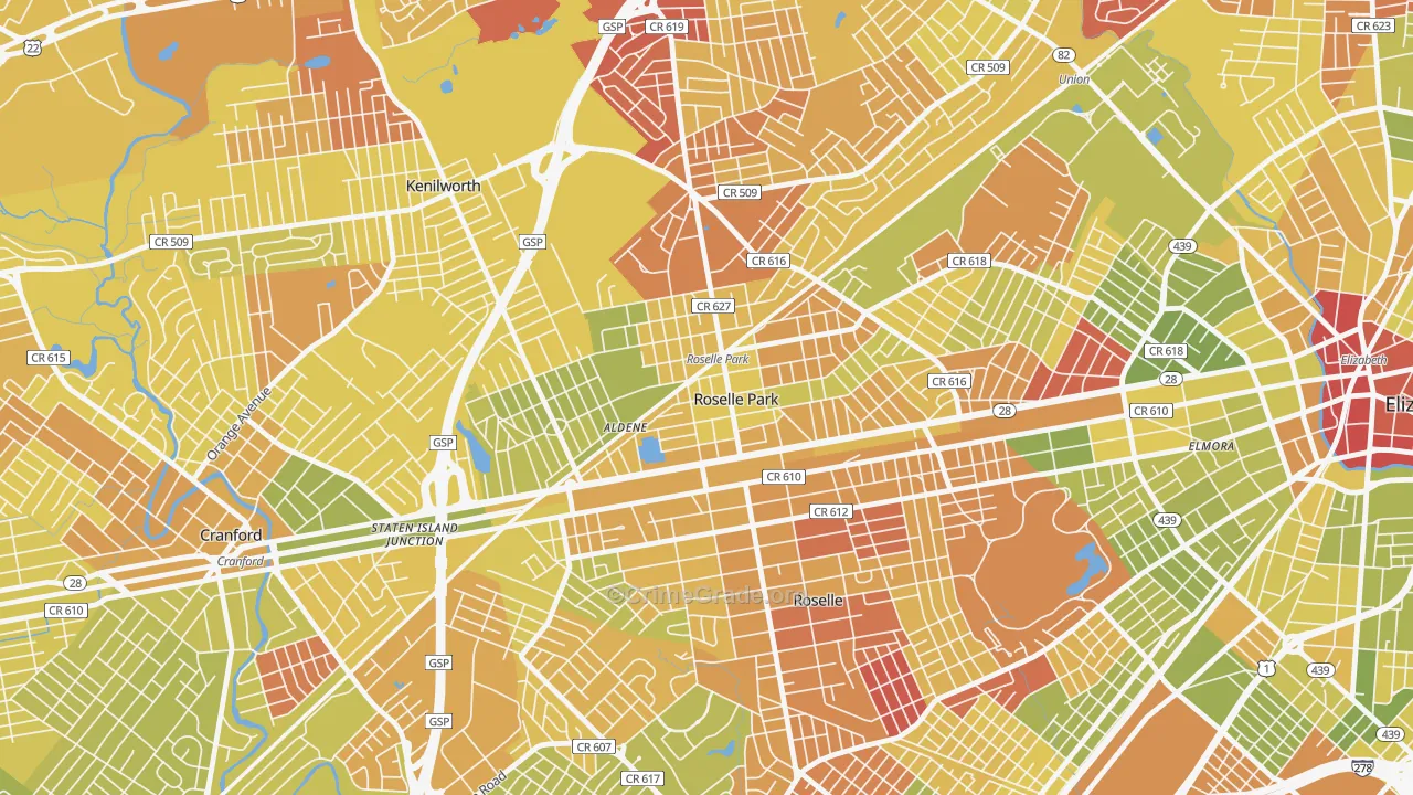 Roselle Park, NJ Map of Murder Rates