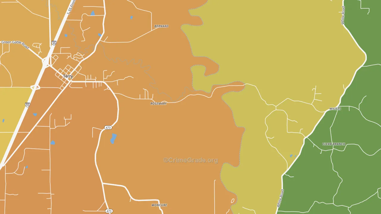 Rosemary, MS Map of Murder Rates