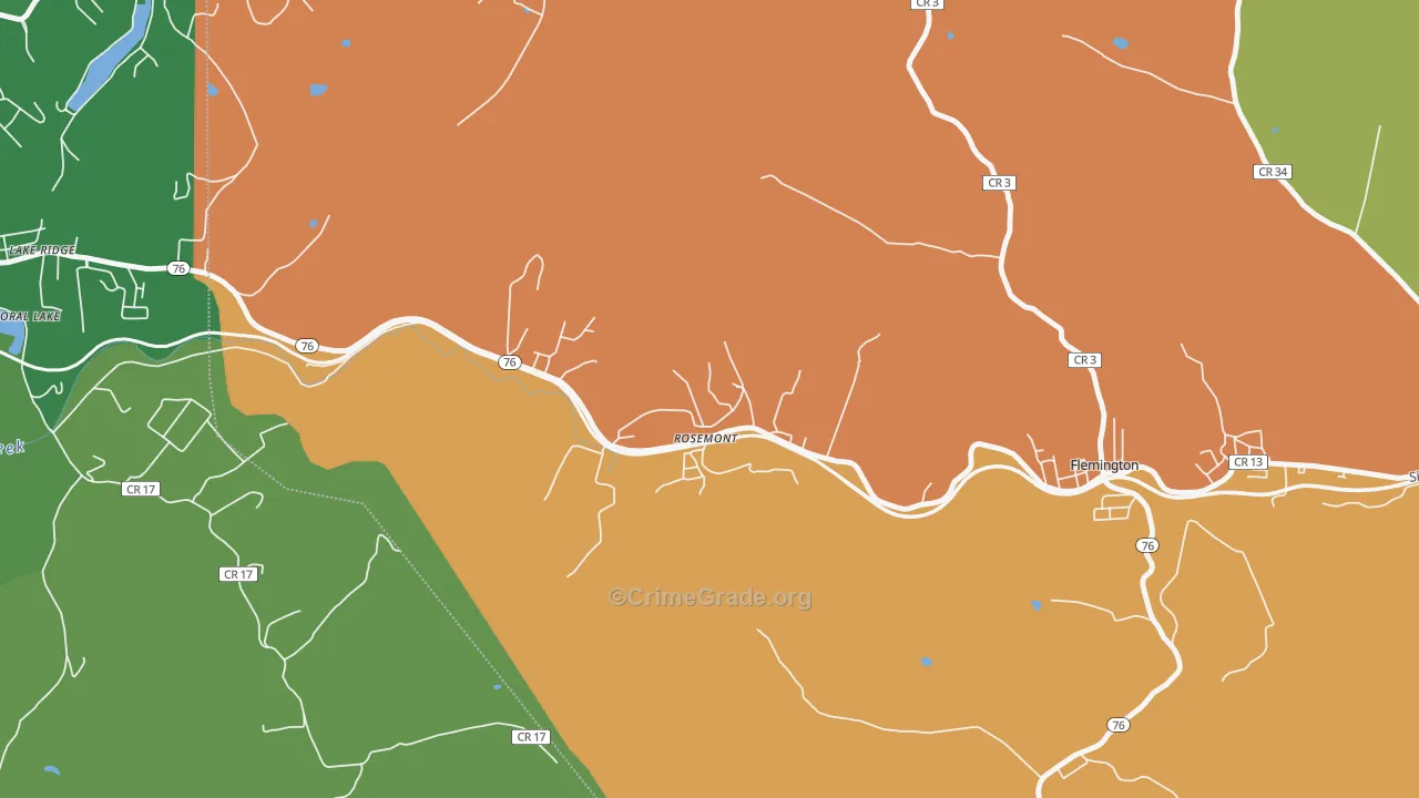 Rosemont, WV Map of Murder Rates