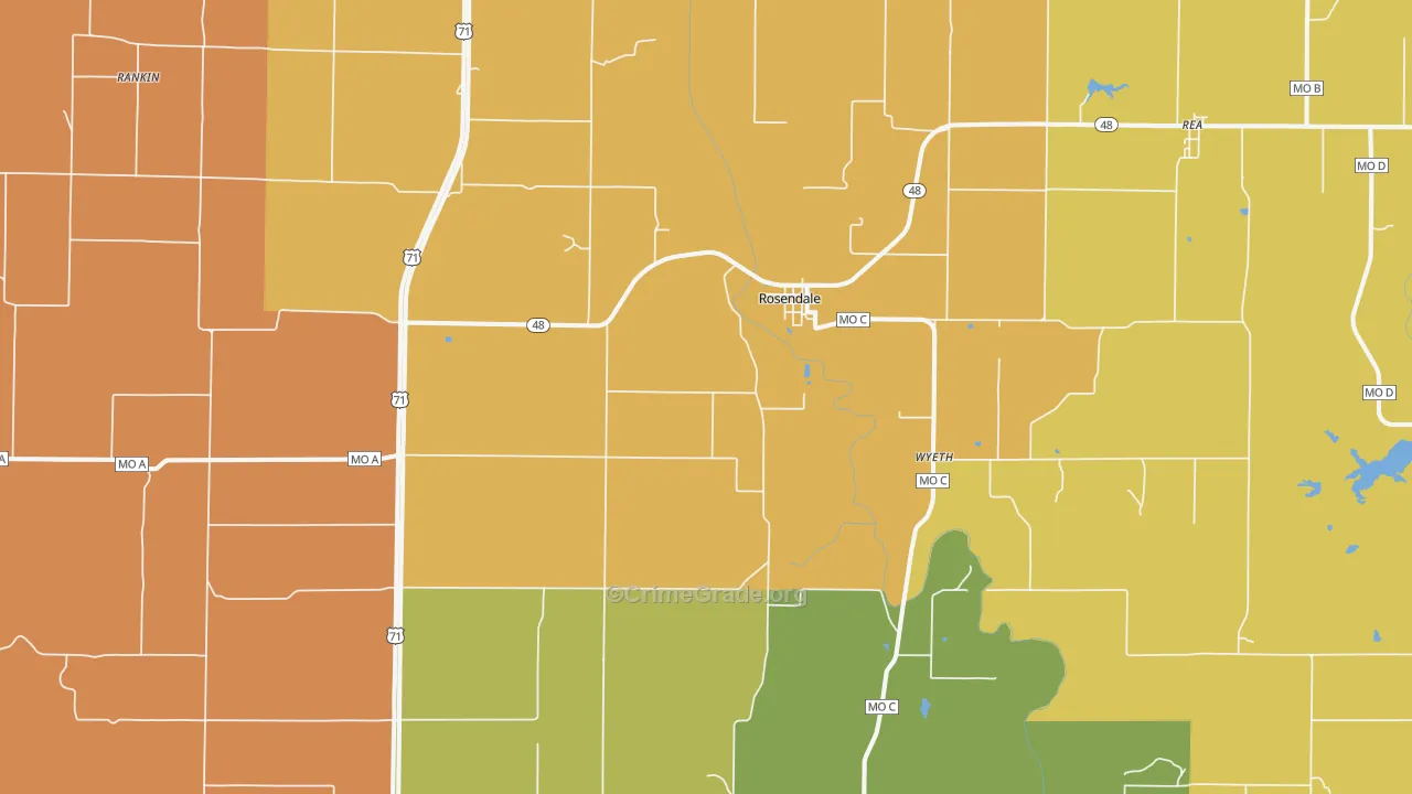 Rosendale, MO Map of Murder Rates
