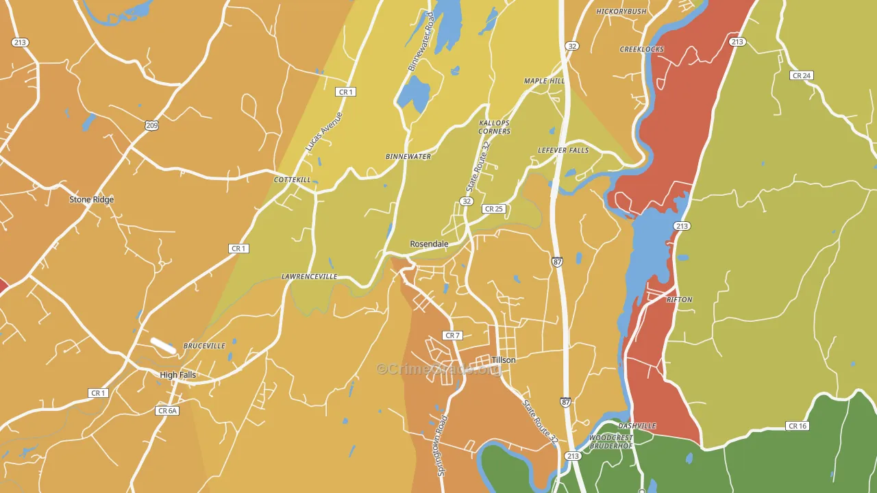 Rosendale, NY Map of Murder Rates