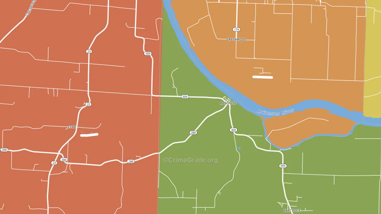 Roseville, AR Map of Murder Rates