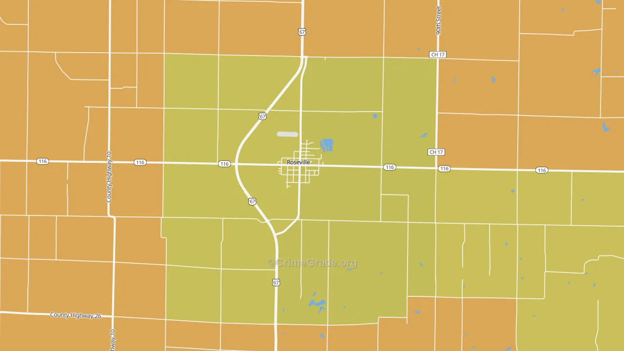 Roseville, IL Map of Murder Rates