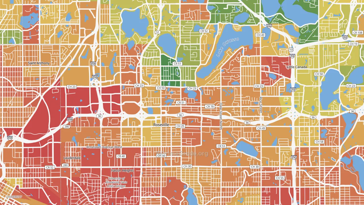 Roseville, MN Map of Murder Rates