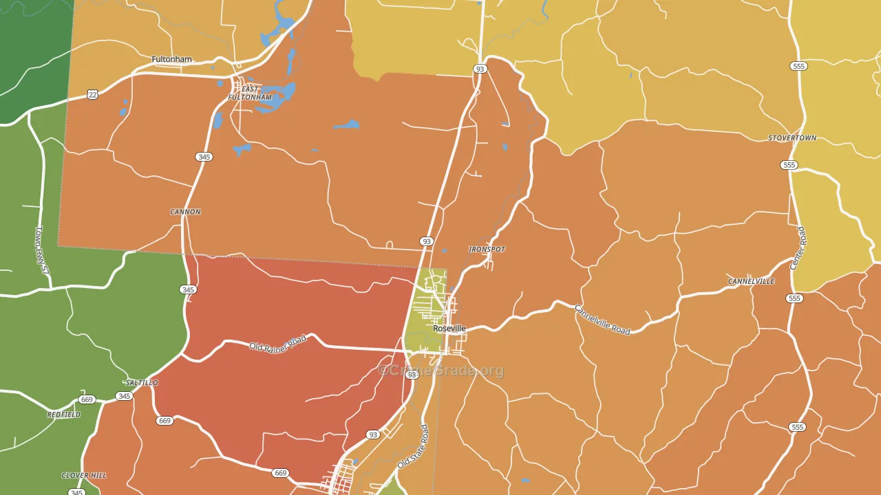 Roseville, OH Map of Murder Rates