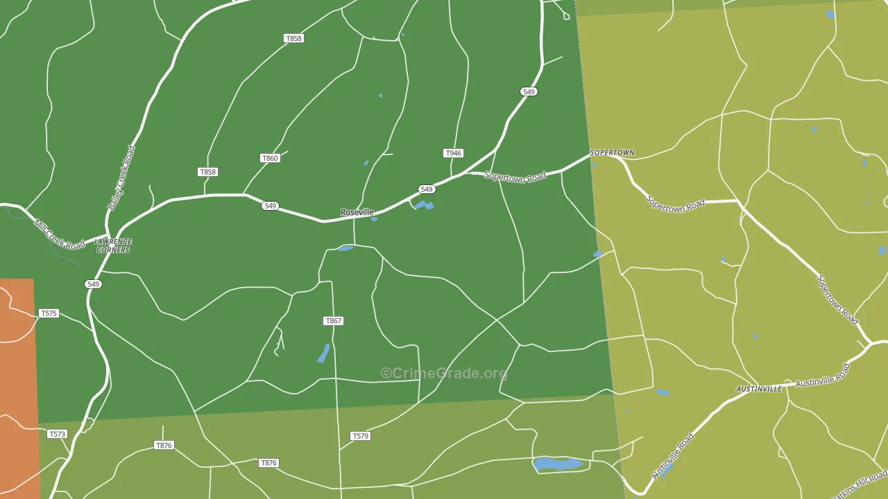 Roseville, PA Map of Murder Rates