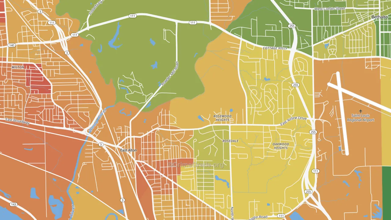 Rosewood Heights, IL Map of Murder Rates