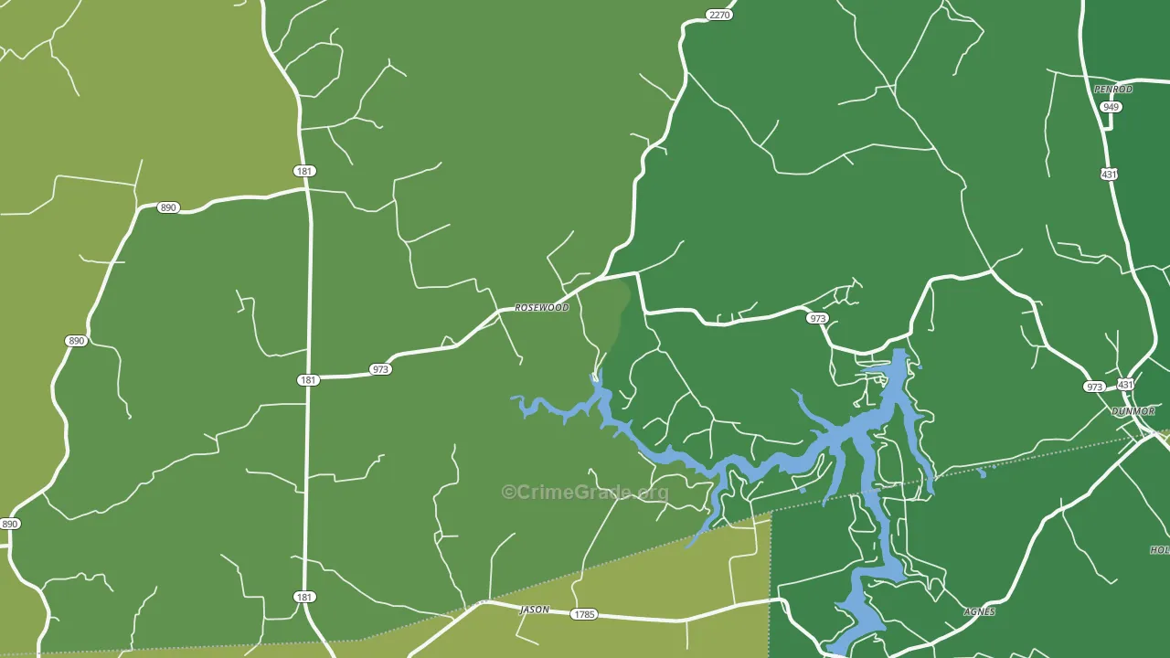 Rosewood, KY Map of Murder Rates