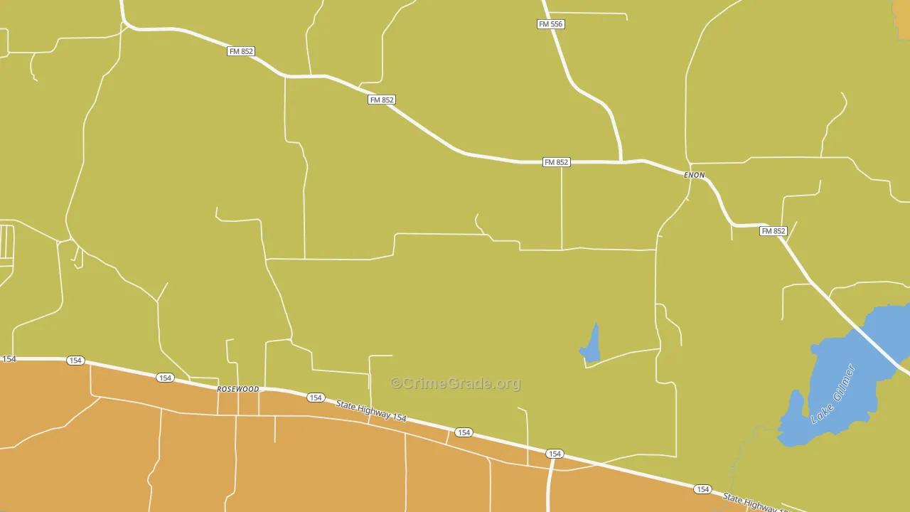 Rosewood, TX Map of Murder Rates