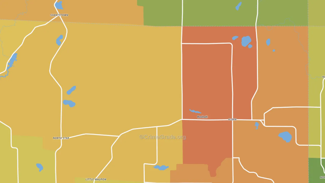 Rosholt, WI Map of Murder Rates