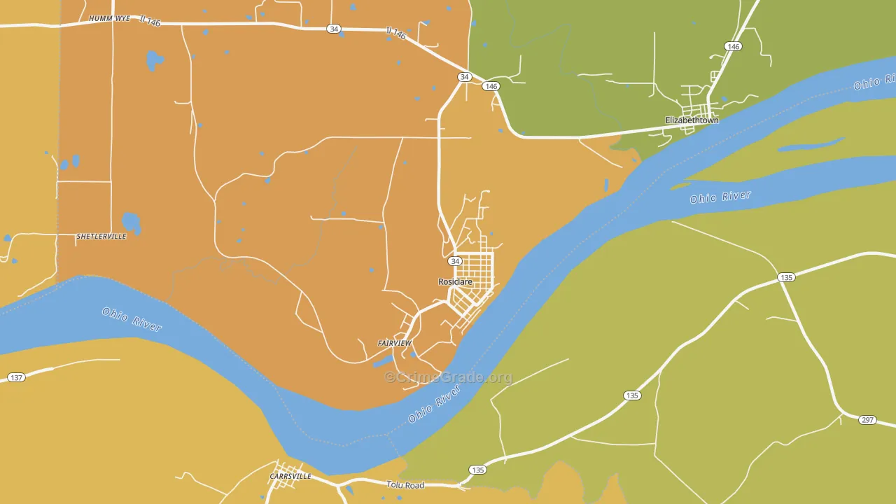 Rosiclare, IL Map of Murder Rates