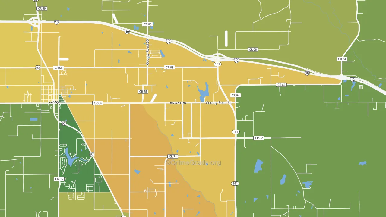 Rosinton, AL Map of Murder Rates