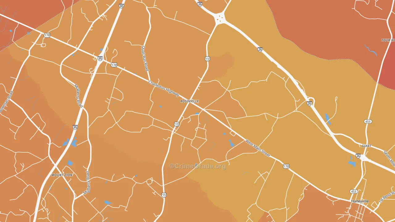 Rosinville, SC Map of Murder Rates