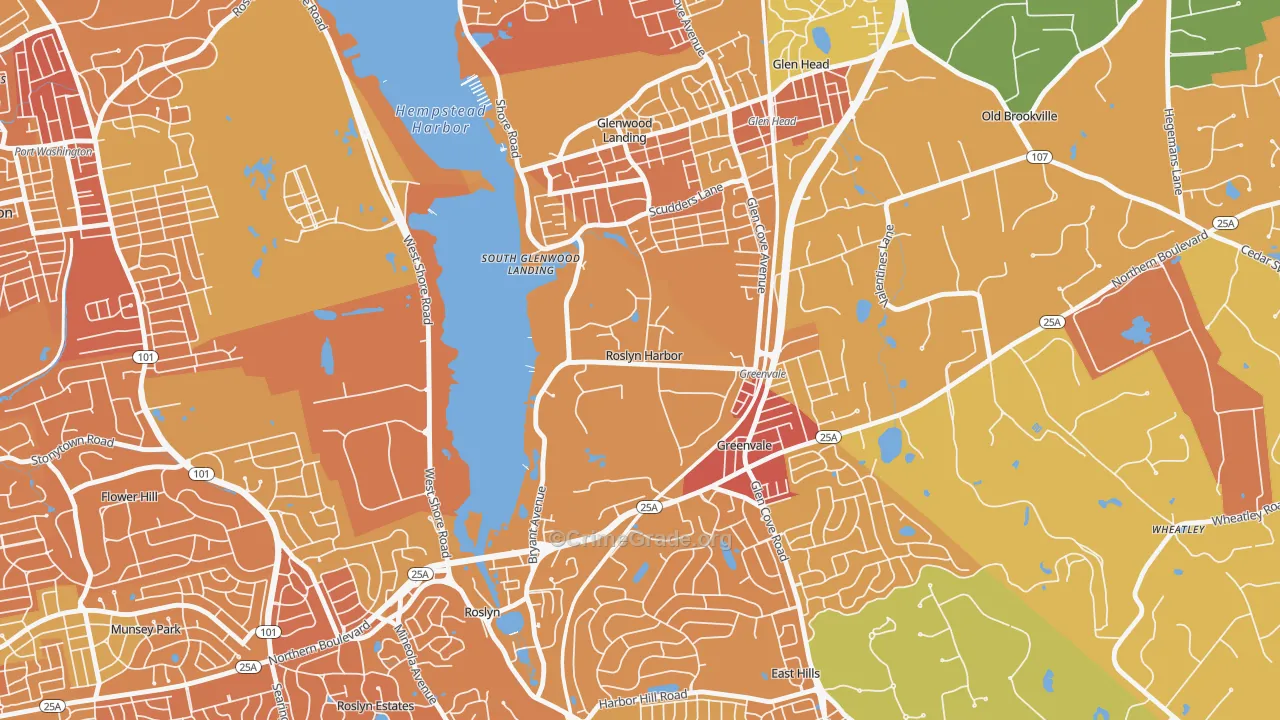Roslyn Harbor, NY Map of Murder Rates