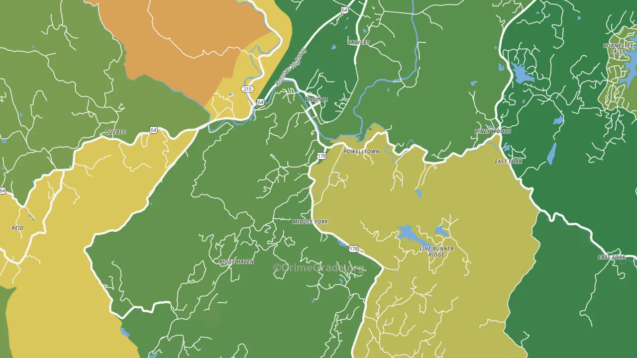 Rosman, NC Map of Murder Rates