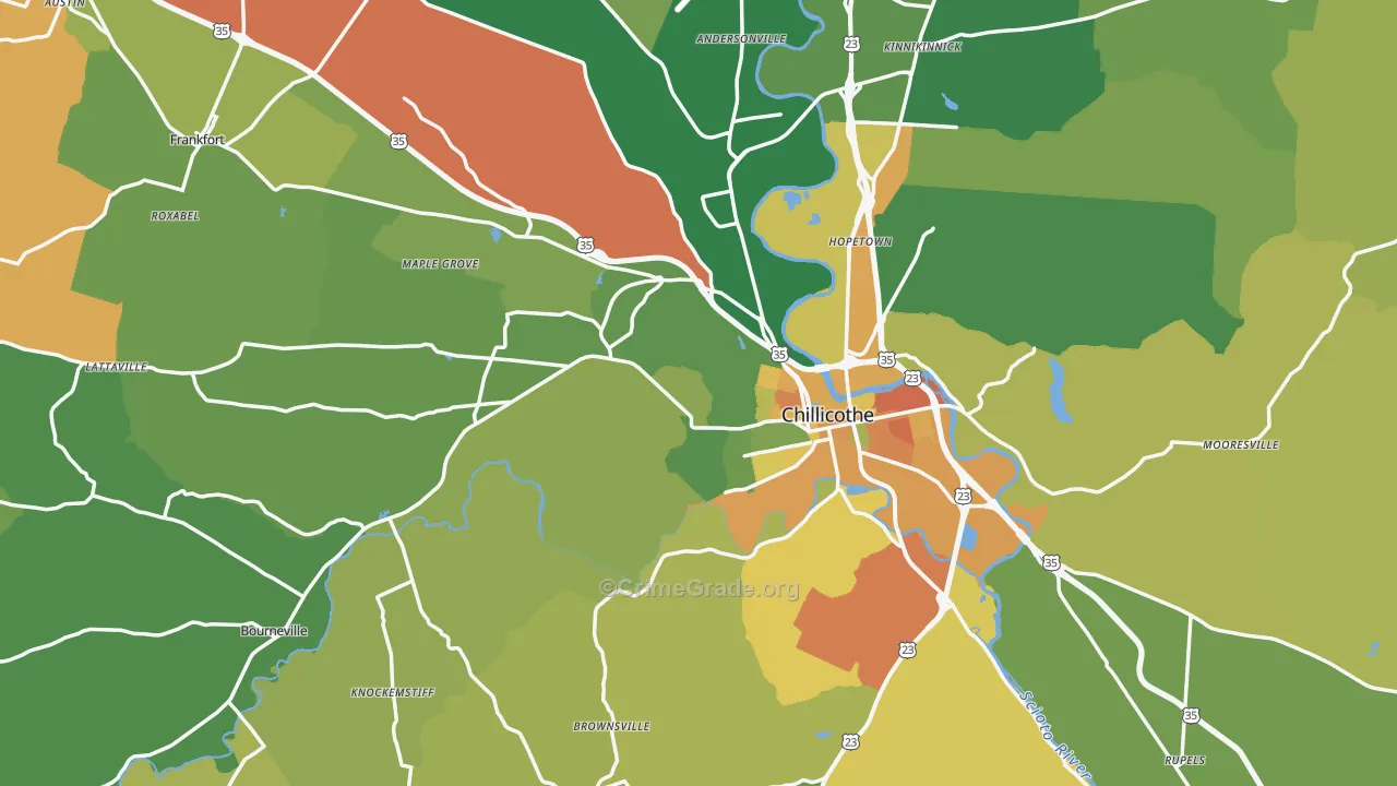 Ross County, OH Map of Murder Rates