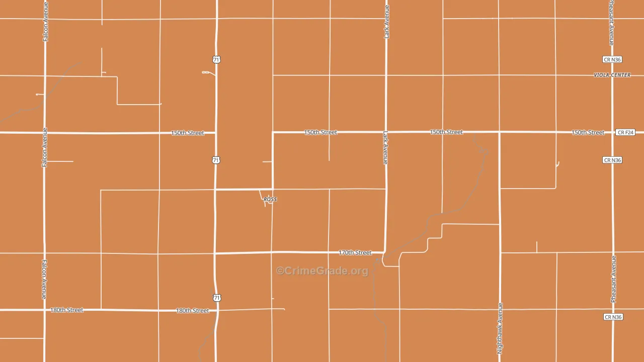 Ross, IA Map of Murder Rates