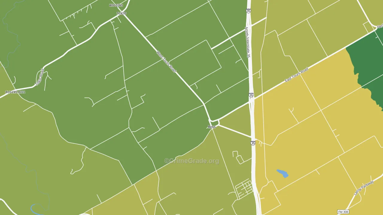 Ross, TX Map of Murder Rates