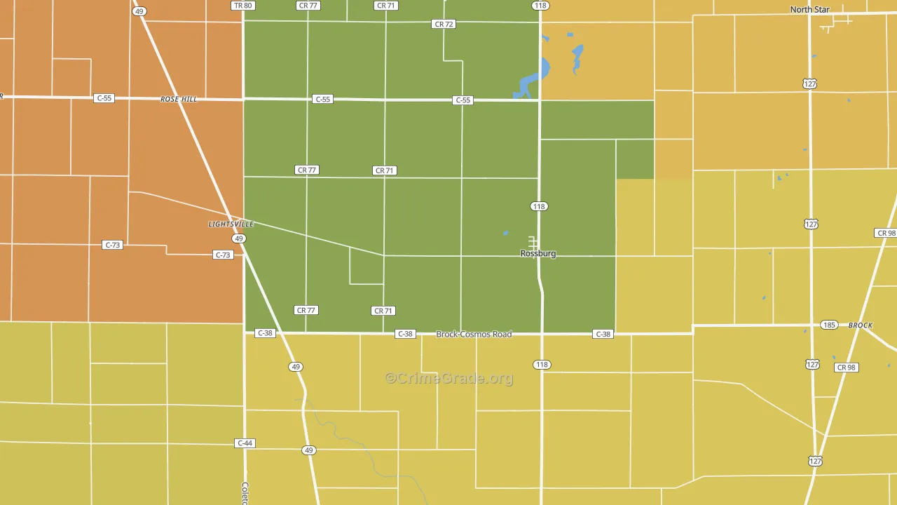 Rossburg, OH Map of Murder Rates