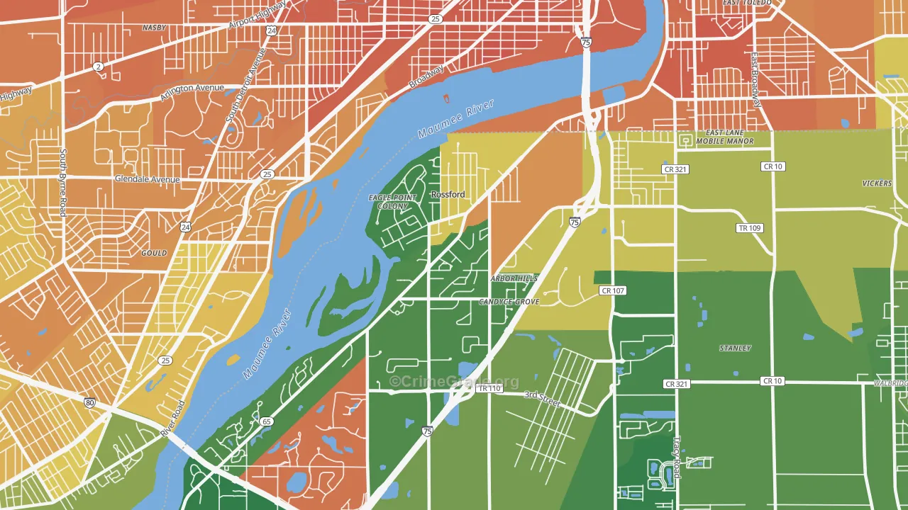 Rossford, OH Map of Murder Rates