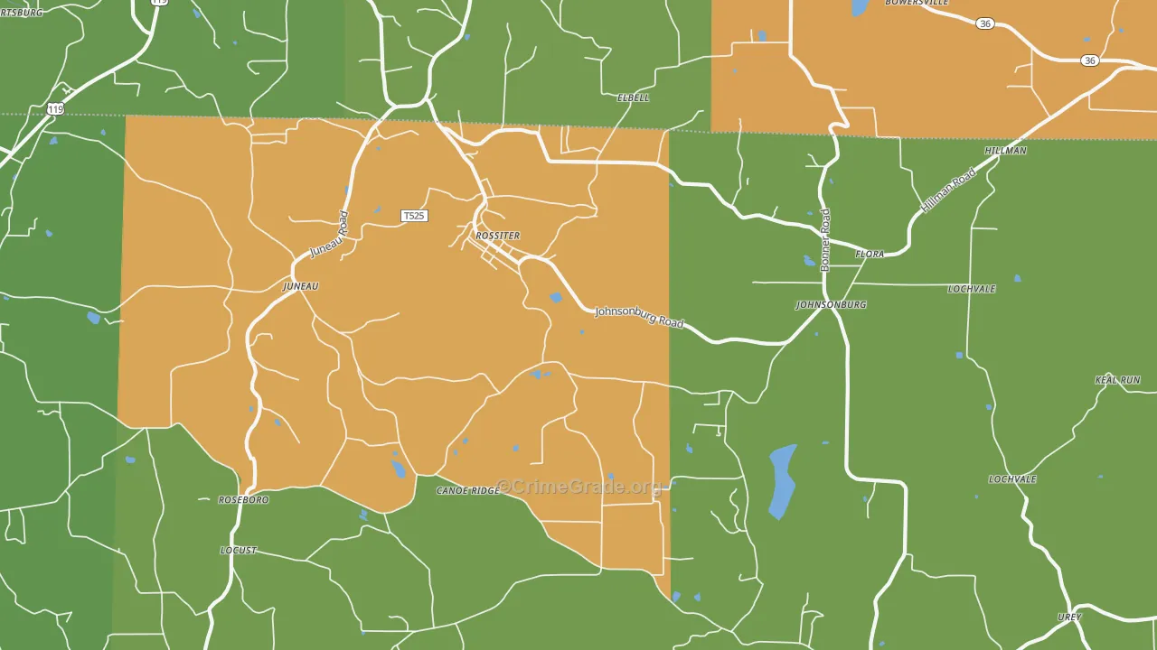 Rossiter, PA Map of Murder Rates
