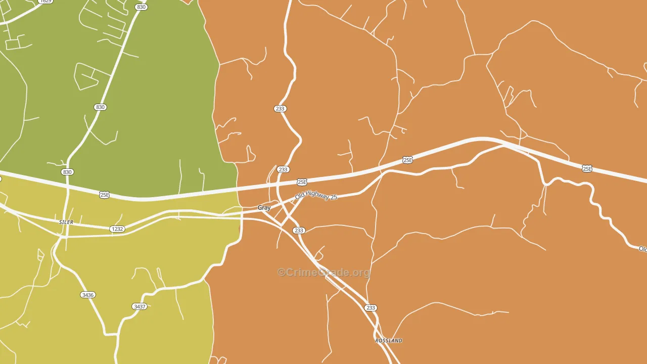 Rossland, KY Map of Murder Rates