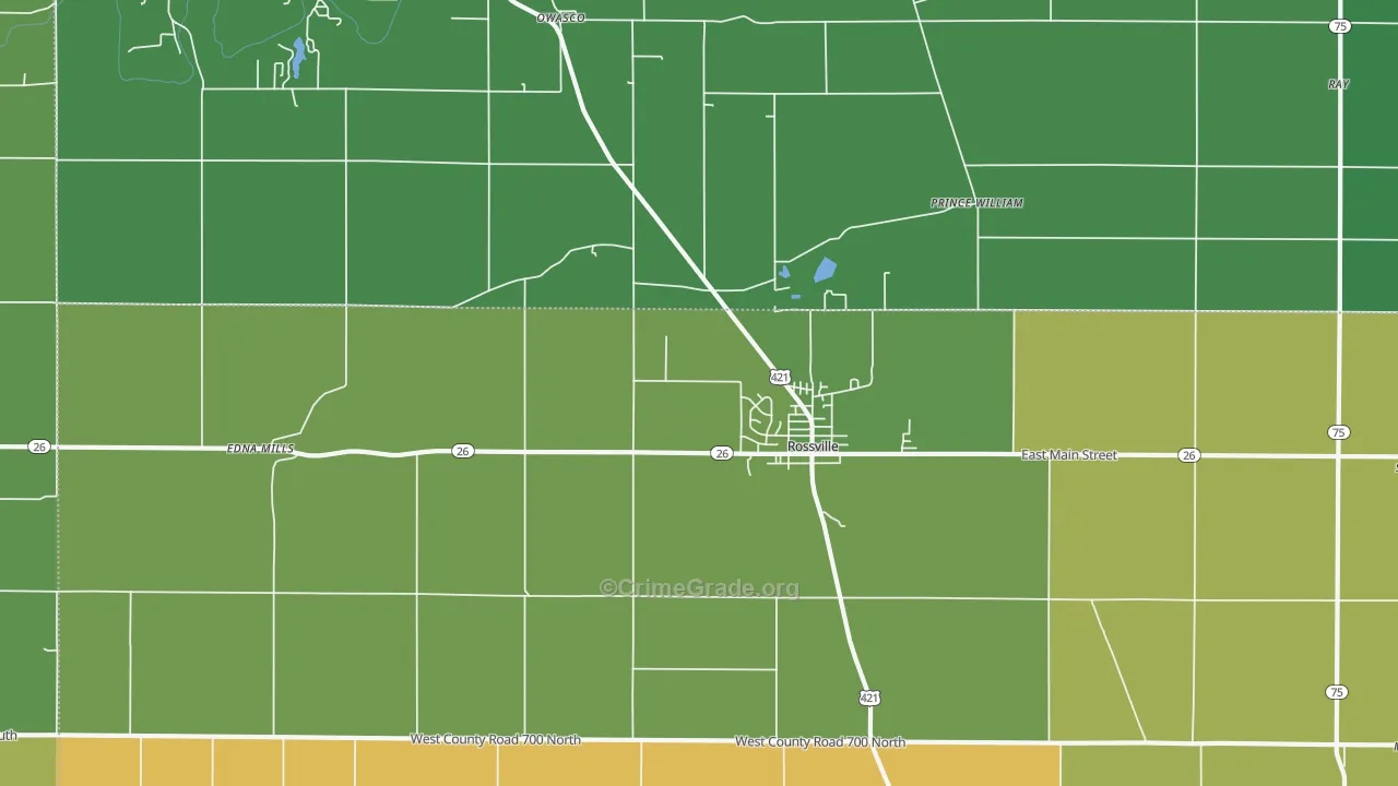 Rossville, IN Map of Murder Rates