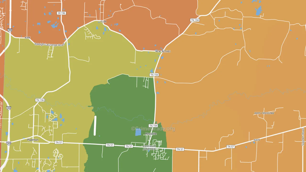 Rossville, TN Map of Murder Rates