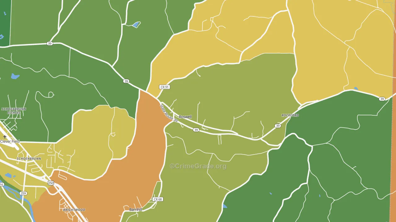 Roswell, OH Map of Murder Rates