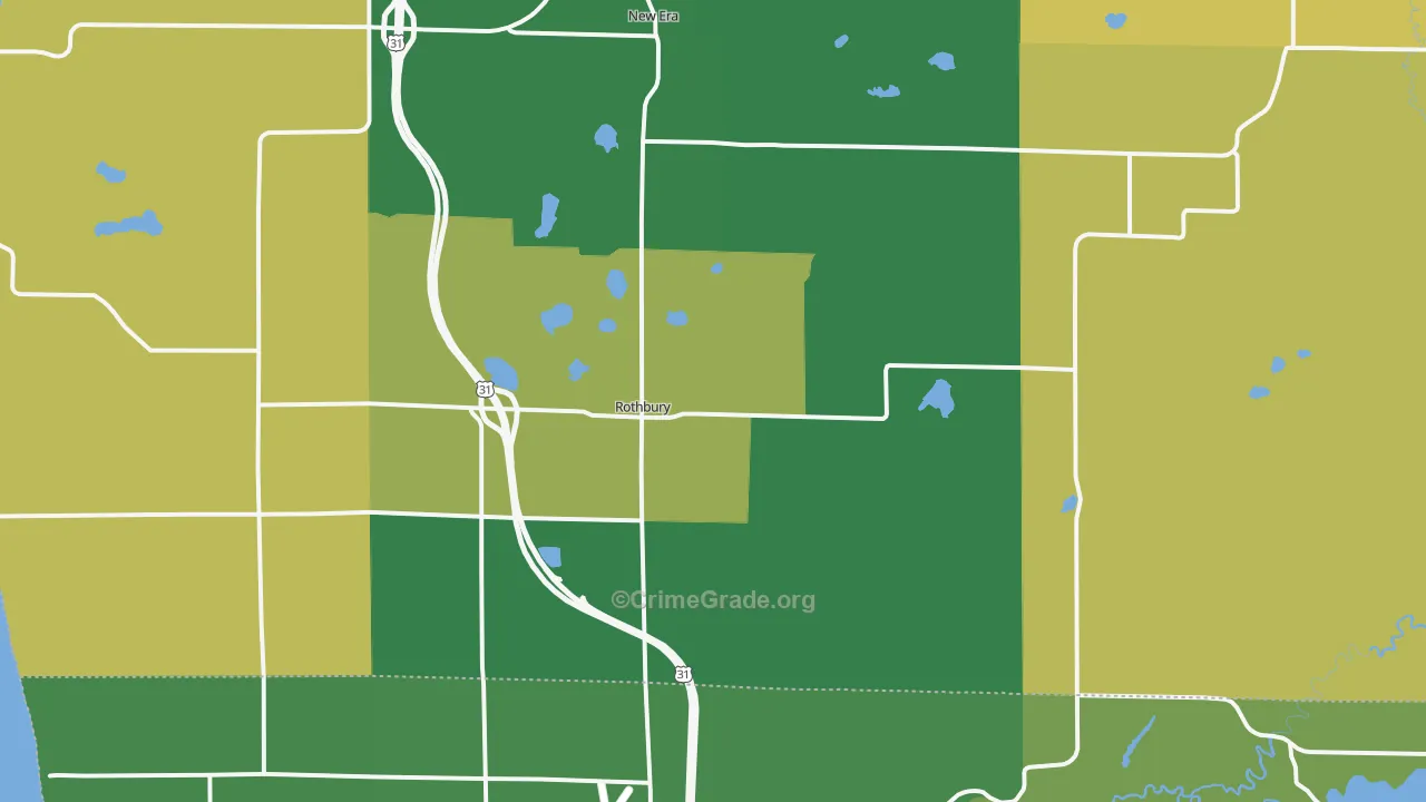 Rothbury, MI Map of Murder Rates