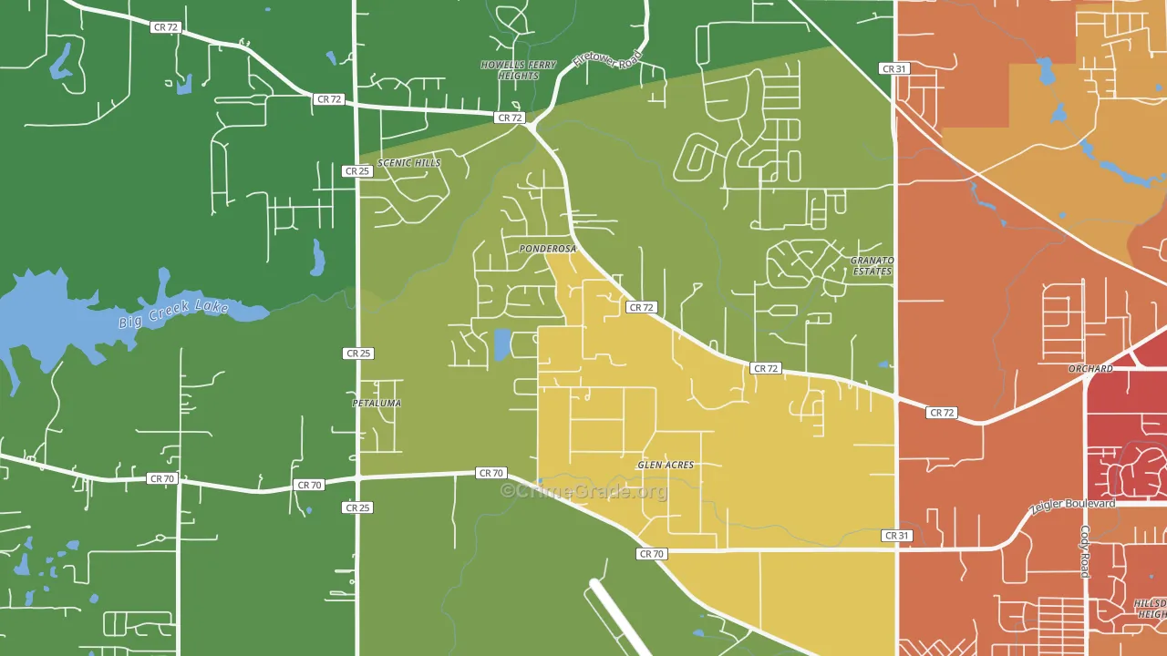 Rothfield, Semmes, AL Map of Murder Rates