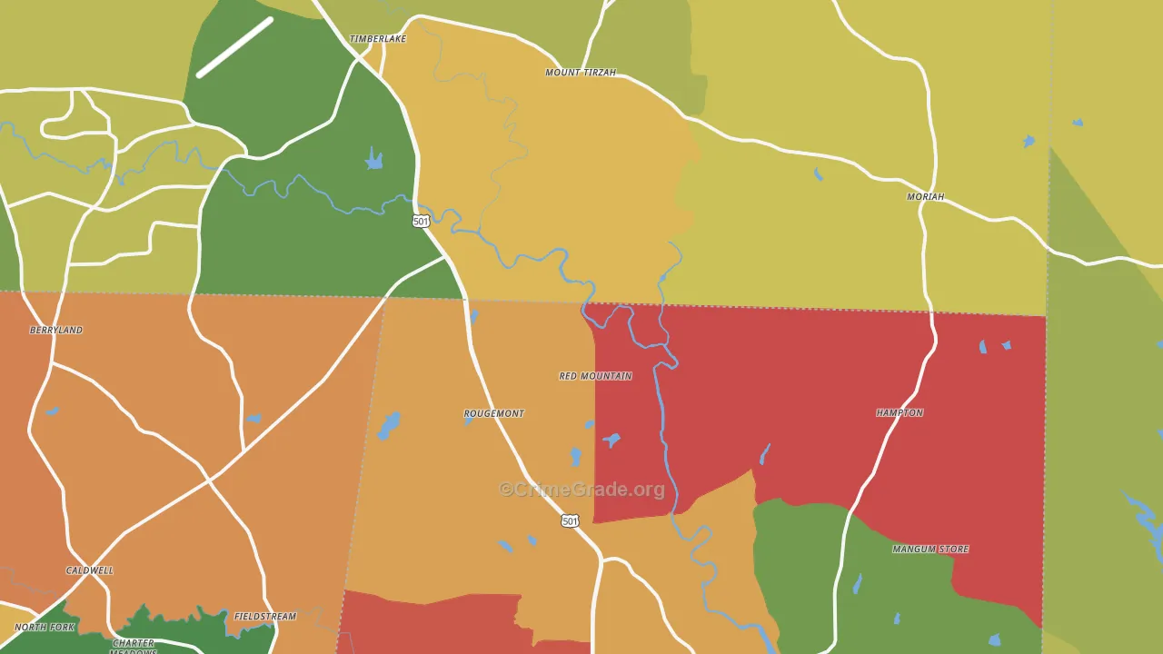 Rougemont, NC Map of Murder Rates
