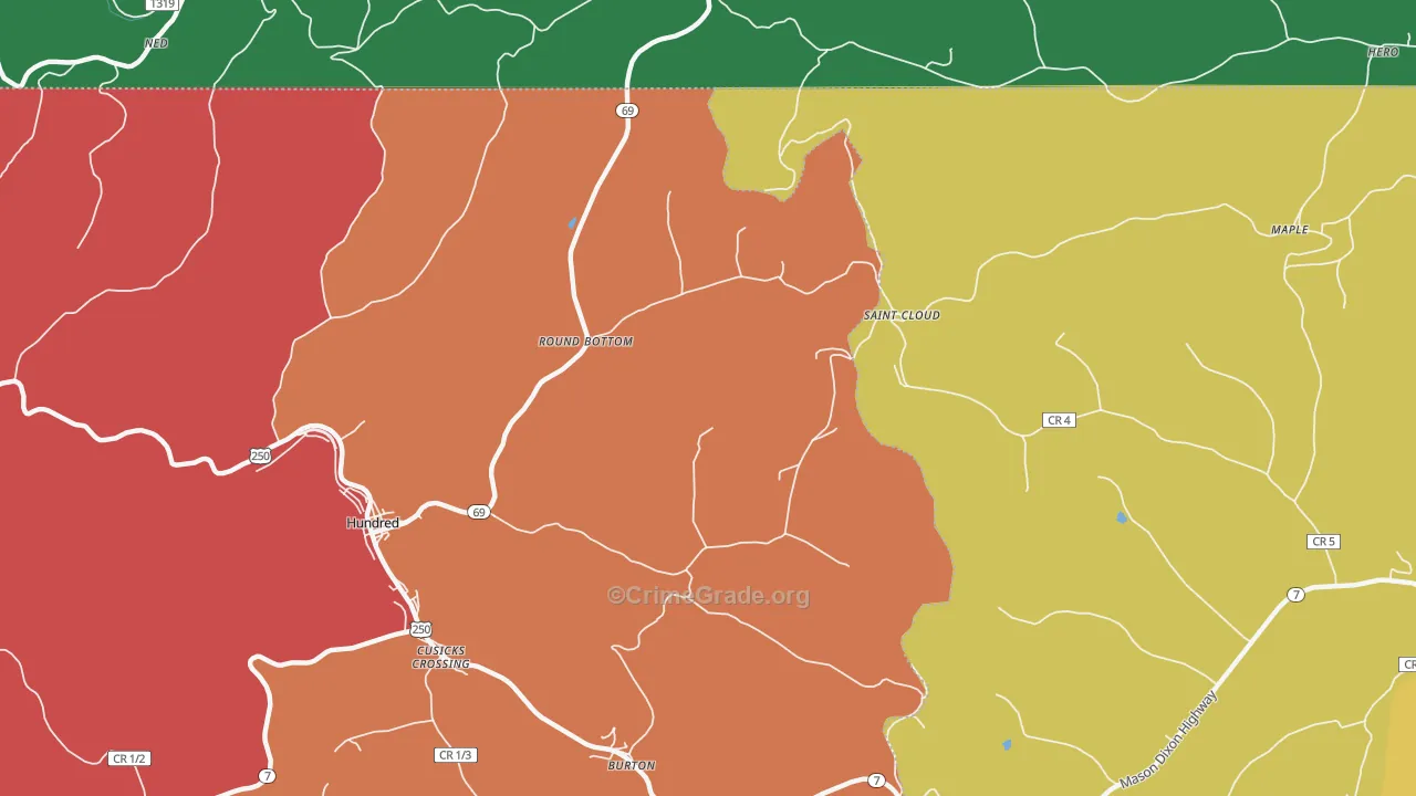 Round Bottom, WV Map of Murder Rates