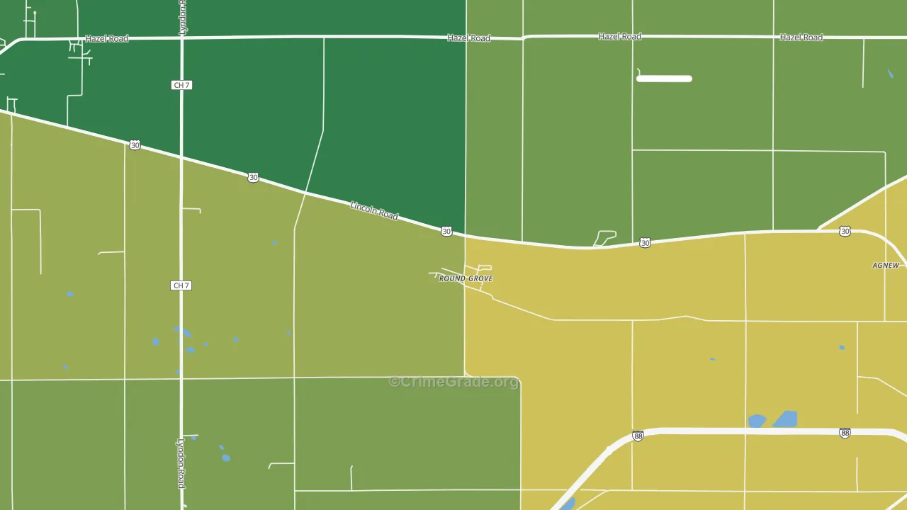 Round Grove, IL Map of Murder Rates