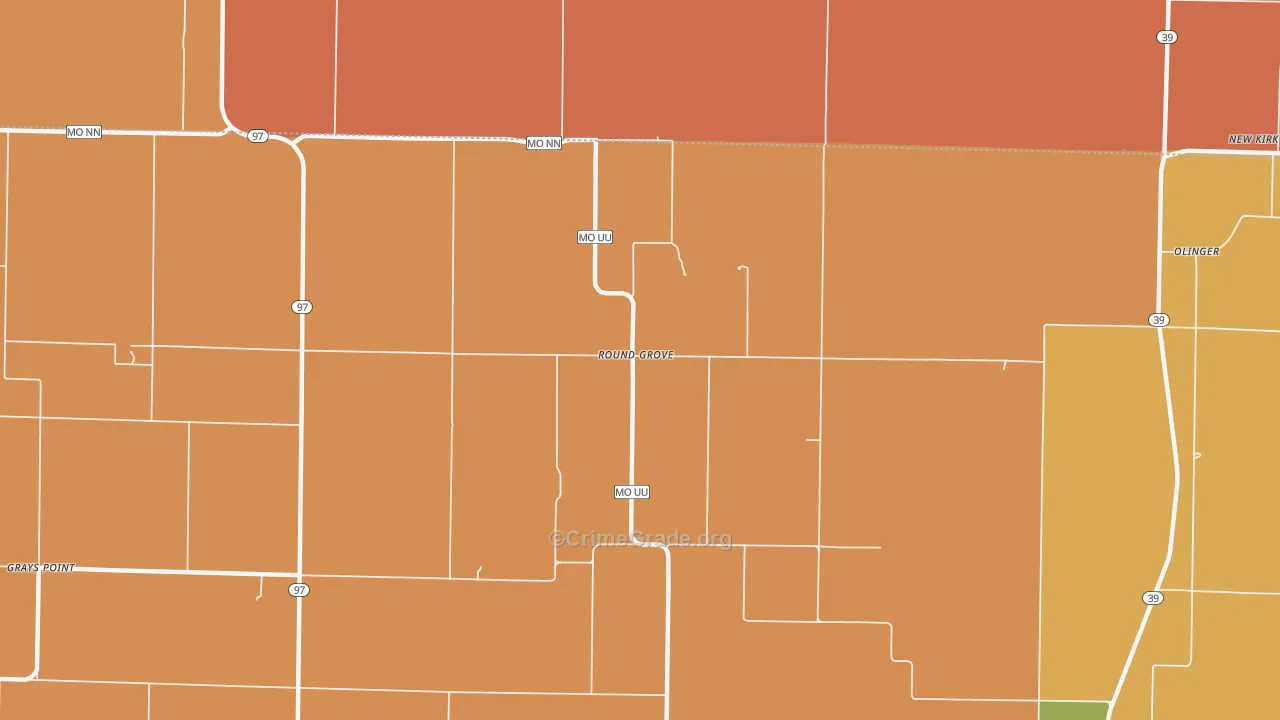 Round Grove, MO Map of Murder Rates