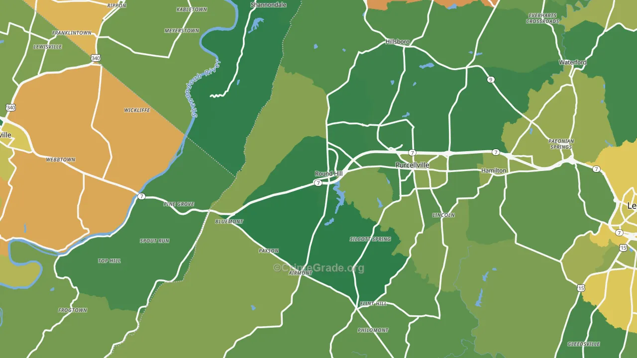 Round Hill, VA Map of Murder Rates