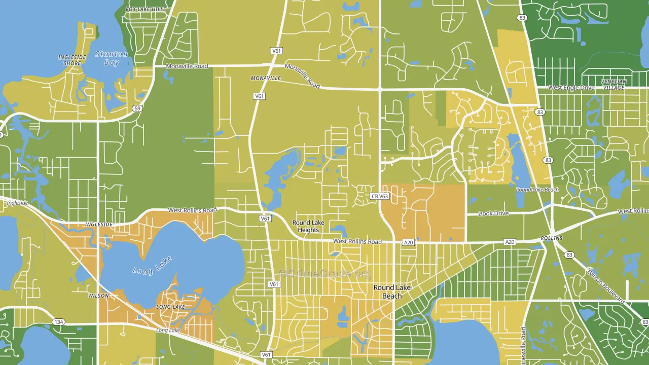 Round Lake Heights, IL Map of Murder Rates