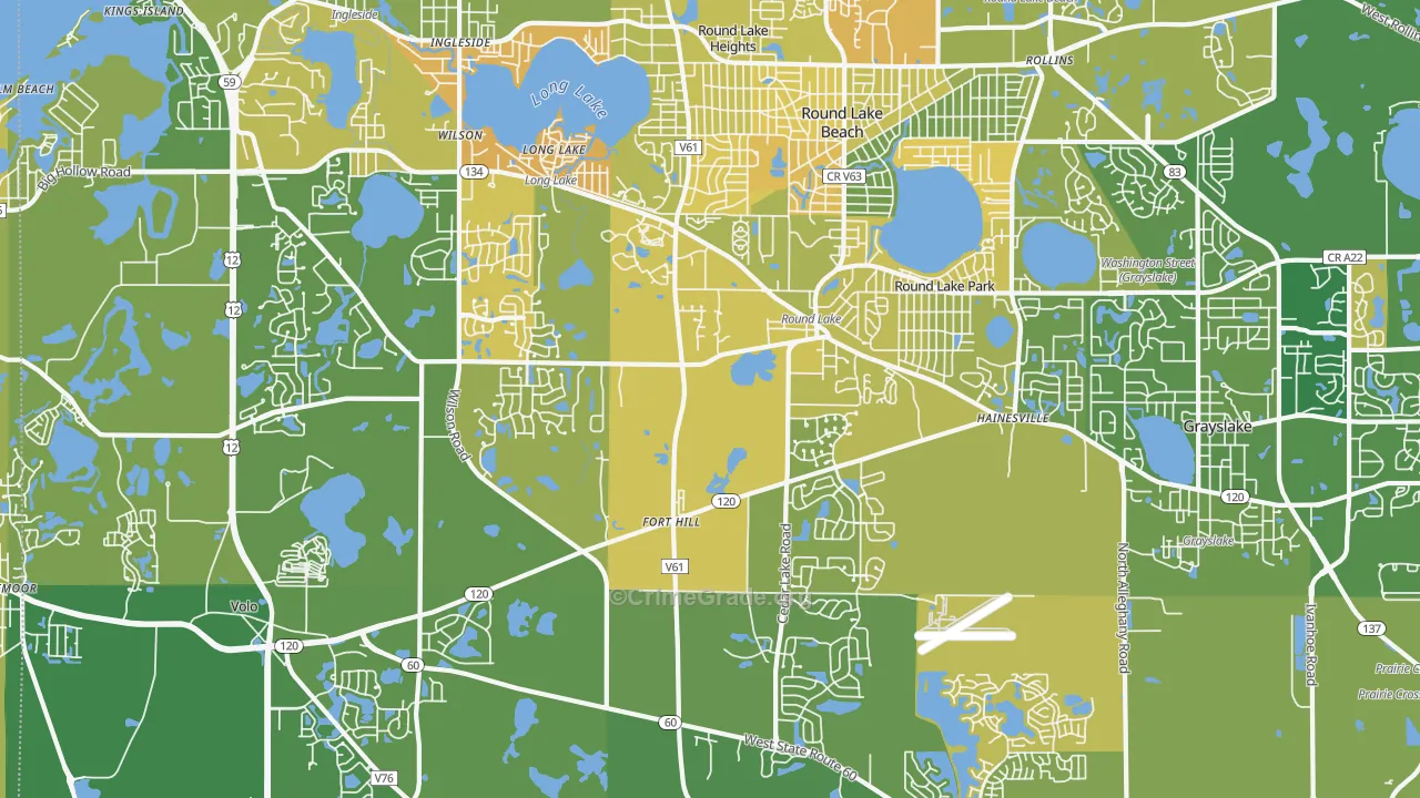 Round Lake, IL Map of Murder Rates