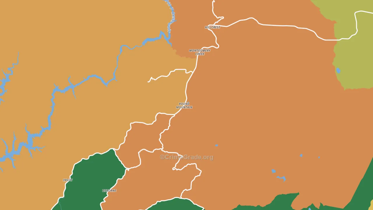 Round Mountain, CA Map of Murder Rates