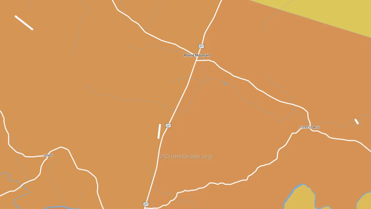Round Mountain, TX Map of Murder Rates
