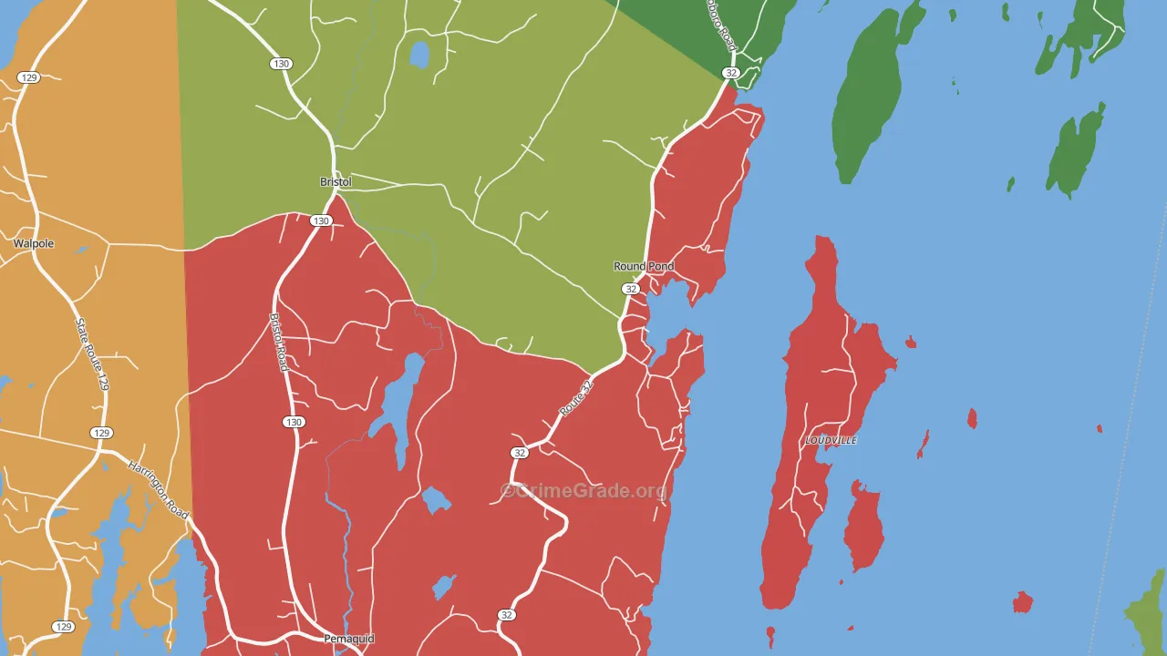 Round Pond, ME Map of Murder Rates