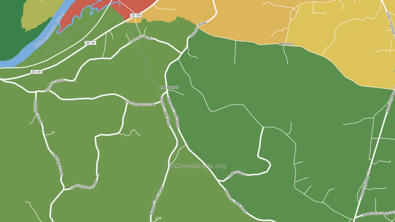 Round Pond, TN Map of Murder Rates